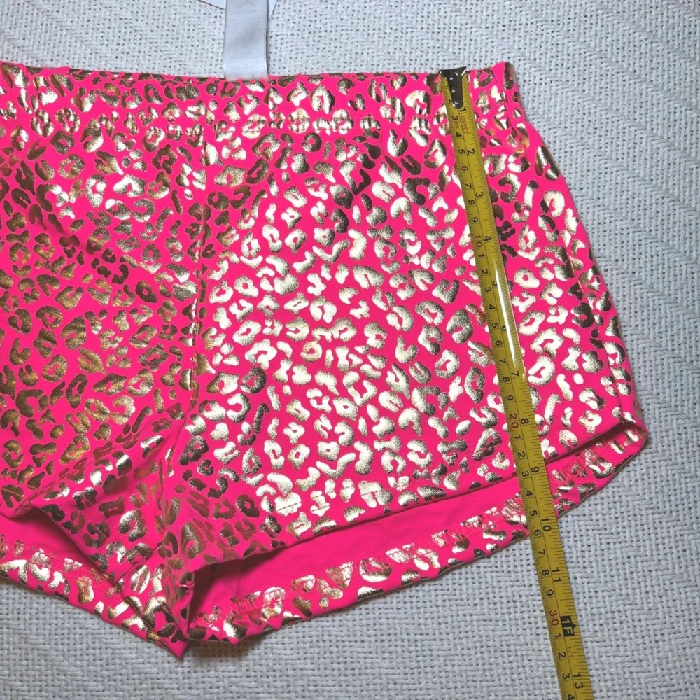 SpiritHoods Booty Shorts Neon Pink Gold Foil Leopard Print Rave Festival M